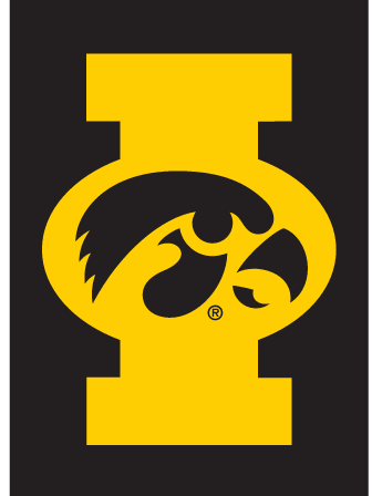 Iowa logo with Tigerhawk, color on black variant, cell 10