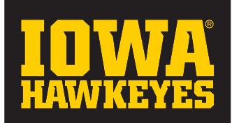 Iowa Hawkeyes wordmark, color on black variant, cell 22