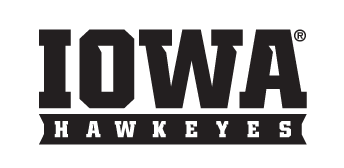 Iowa Hawkeyes wordmark, black and white horizontal variant, cell 27