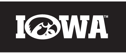 Iowa Tigerhawk Wordmark, White/Black on Black variant, cell 4