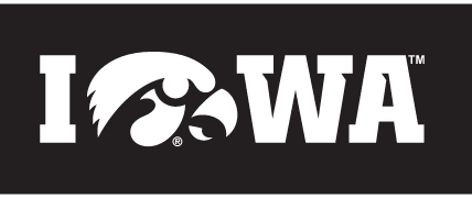 Iowa Tigerhawk Wordmark, White/Black on Black variant, cell 24
