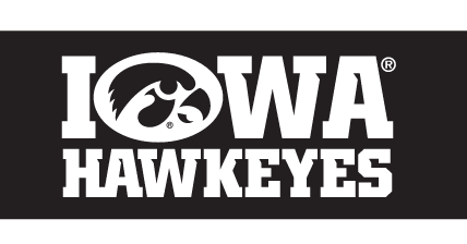 Iowa Hawkeyes Tigerhawk Wordmark, White/Black Stacked on Black variant, cell 12