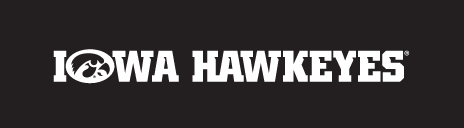 Iowa Hawkeyes Tigerhawk Wordmark, White/Black Horizontal on Black variant, cell 16