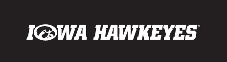 Iowa Hawkeyes Tigerhawk Wordmark, White/Black Horizontal Italic on Black variant, cell 20
