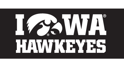Iowa Hawkeyes Tigerhawk Wordmark, White/Black Stacked on Black variant, cell 32
