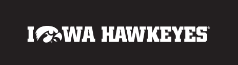 Iowa Hawkeyes Tigerhawk Wordmark, White/Black Horizontal on Black variant, cell 36