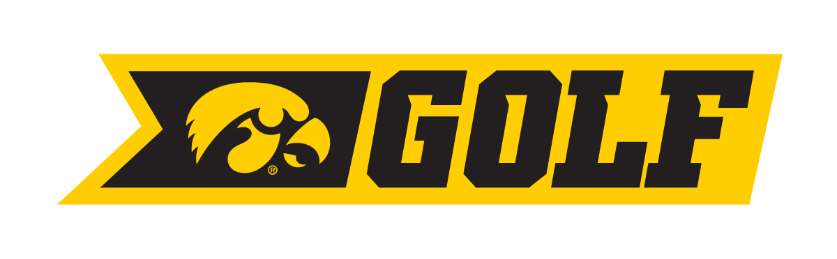 Iowa Hawkeyes logo, Golf, black and gold, italic variant, cell 2