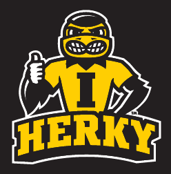Herky Mascot, half body, color on black variant, cell 6
