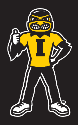 Herky Mascot, standing thumbs up, color on black variant, cell 22
