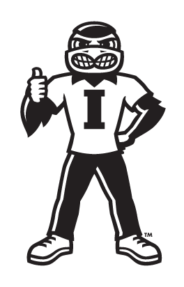 Herky Mascot, standing thumbs up, black and white variant, cell 23