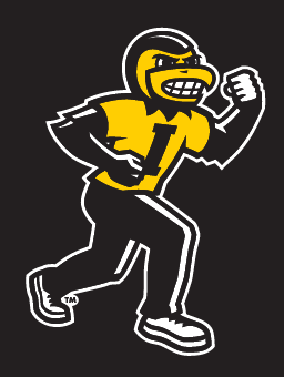 Herky Mascot, running, color on black variant, cell 30