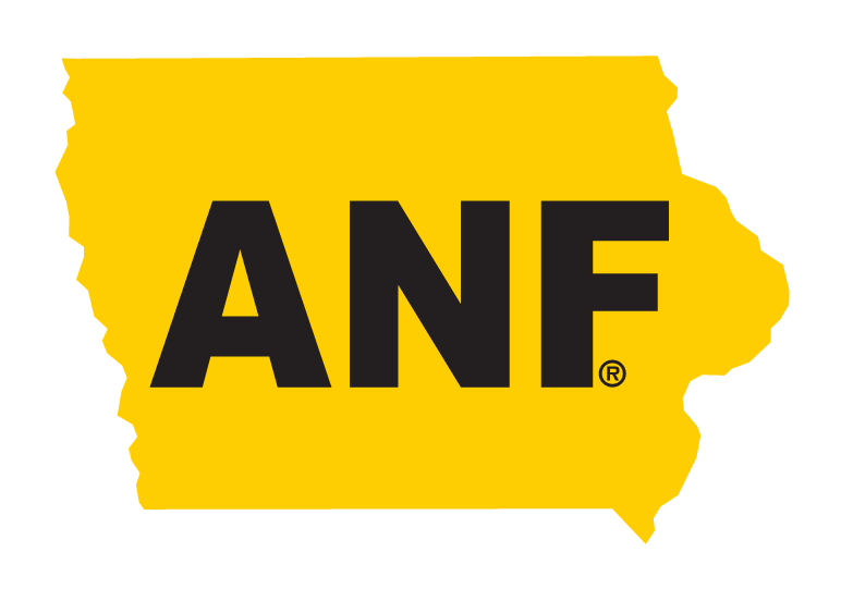 ANF state logo, yellow state outline with black text variant, cell 4