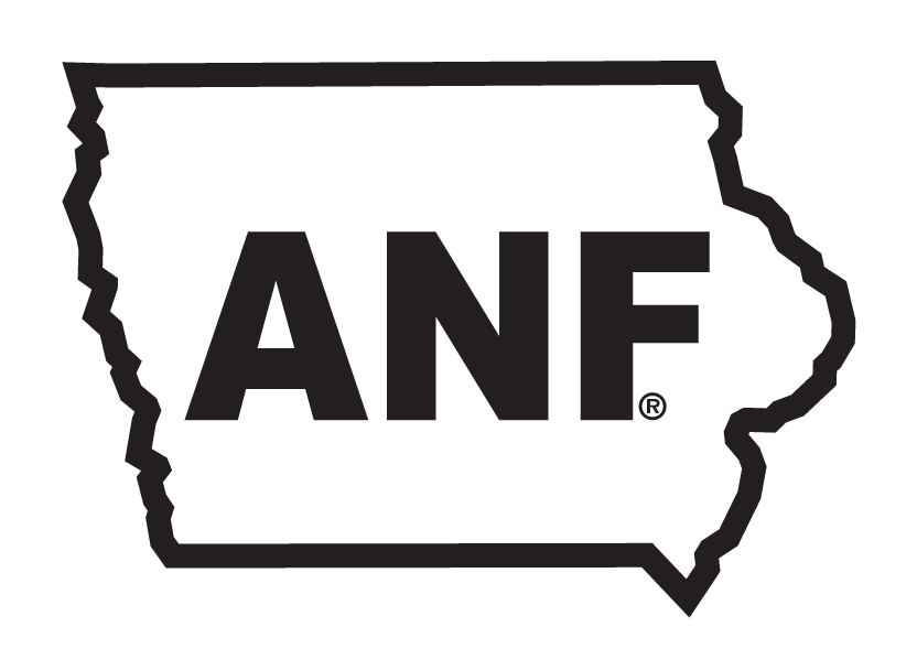 ANF state logo, white state outline with black border and black text variant, cell 6