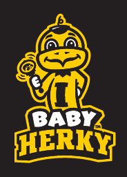 Baby Herky, yellow and black outline on dark variant, cell 10