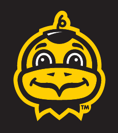Baby Herky Head, yellow and black on dark variant, cell 30