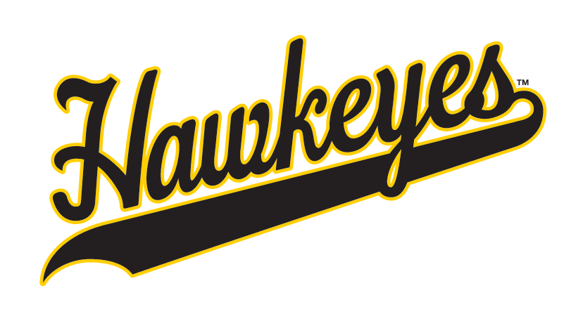 Hawkeyes script wordmark, black with yellow outline variant, cell 6