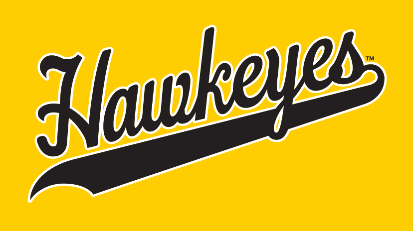 Hawkeyes script wordmark, black with white outline variant, cell 7