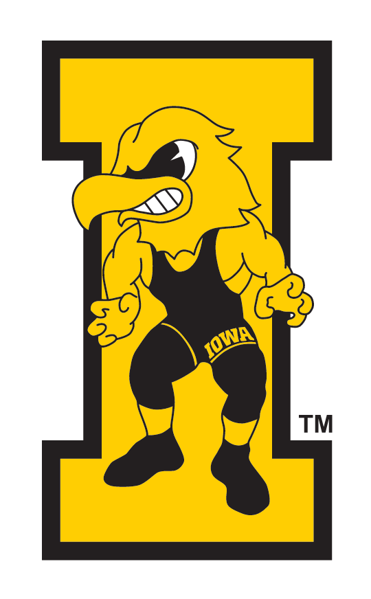 Herky mascot wrestling, full color with yellow block I background variant, cell 1