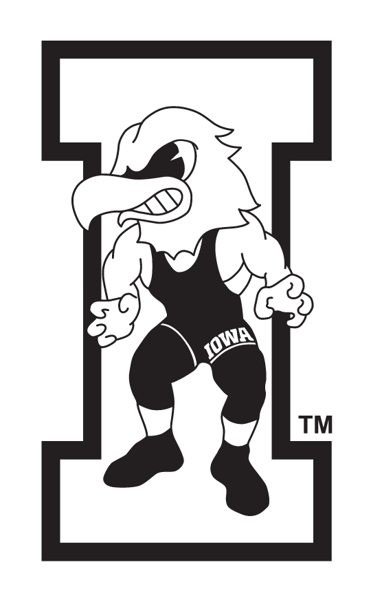 Herky mascot wrestling, black and white with white block I background variant, cell 2