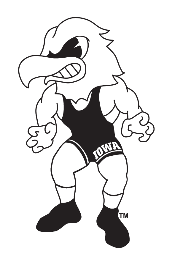 Herky mascot wrestling, black and white variant, cell 4