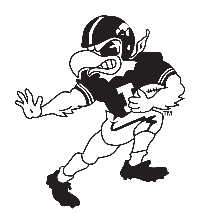 Herky mascot football, black and white variant, cell 6