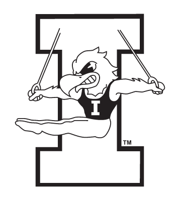 Herky the Hawk on I, gymnastics, black and white variant, cell 8