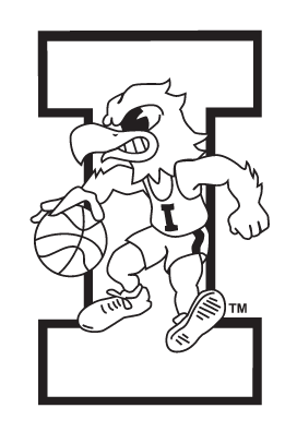 Herky the Hawk on I, basketball, black and white variant, cell 14