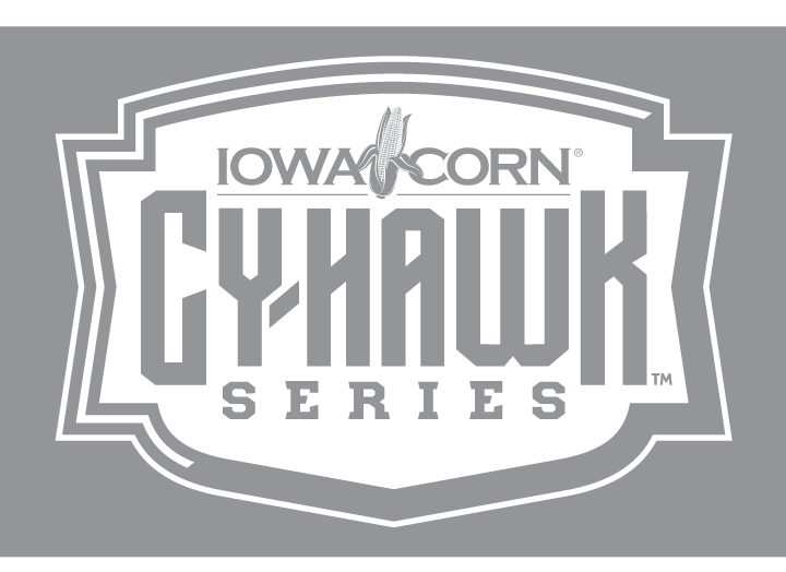 Iowa Corn Cy-Hawk Series logo, white outline variant, cell 4