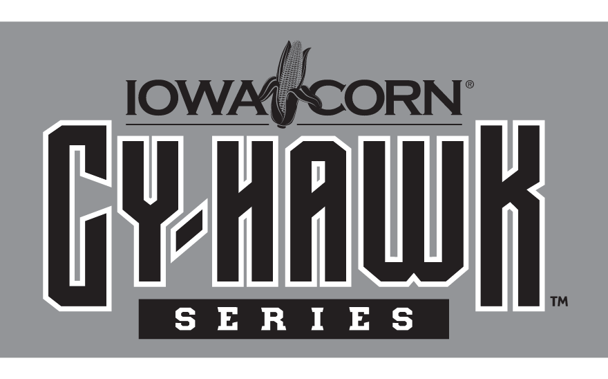 Iowa Corn Cy-Hawk Series logo, black and white, no shield variant, cell 7