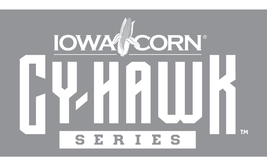 Iowa Corn Cy-Hawk Series logo, white outline, no shield variant, cell 8