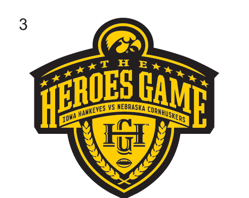 Heroes Game logo, full color with Iowa Hawkeyes and Nebraska Cornhuskers text variant, cell 13