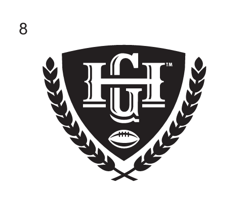 Heroes Game logo, black and white with Iowa Hawkeyes and Nebraska Cornhuskers text variant, cell 18