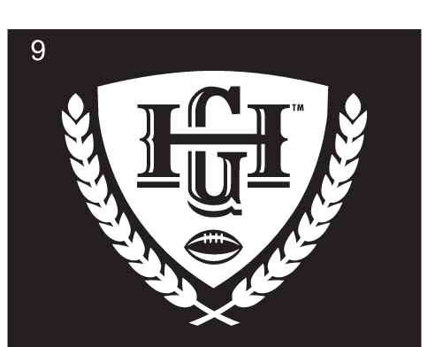 Heroes Game logo, black and white with Iowa Hawkeyes and Nebraska Cornhuskers text variant, cell 19