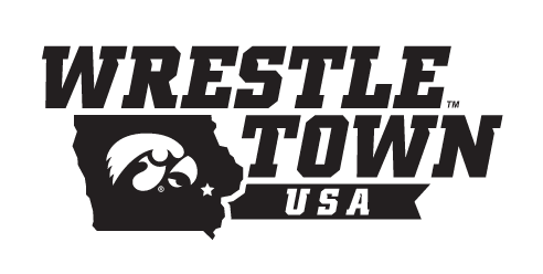 Wrestle Town USA logo, black and white, horizontal variant, cell 11