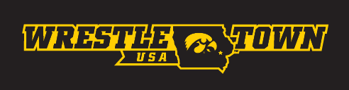 Wrestle Town USA logo, yellow outline on black, horizontal compact variant, cell 14