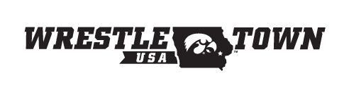 Wrestle Town USA logo, black and white, horizontal compact variant, cell 15