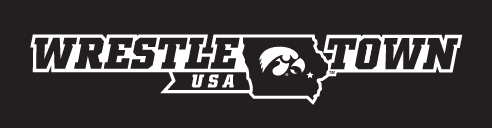 Wrestle Town USA logo, white outline on black, horizontal compact variant, cell 16