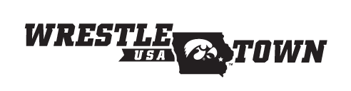 Wrestle Town USA logo, black and white, horizontal compact alternate variant, cell 19