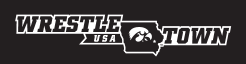 Wrestle Town USA logo, white outline on black, horizontal compact alternate variant, cell 20