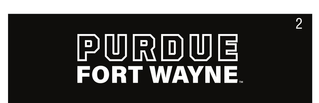Purdue Fort Wayne wordmark, white outline/solid on black variant, cell 29