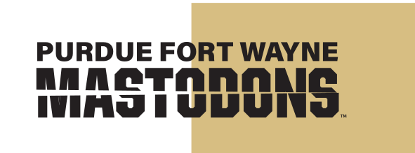Purdue Fort Wayne Mastodons stacked fractured wordmark, black on white variant, cell 55