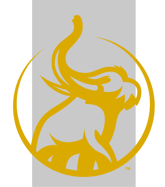Mastodon head in circle, gold outline variant, cell 63