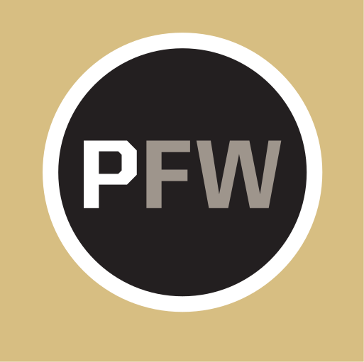 PFW monogram, black circle, white border variant, cell 102
