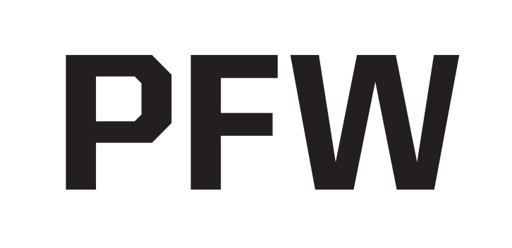 PFW lettermark, black variant, cell 105