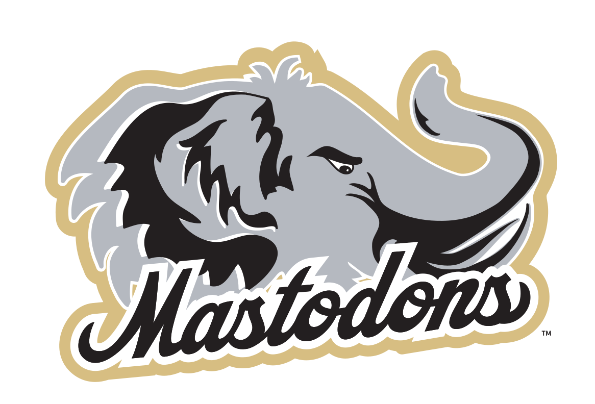 Mastodon head with Mastodons script, gold outline variant, cell 116