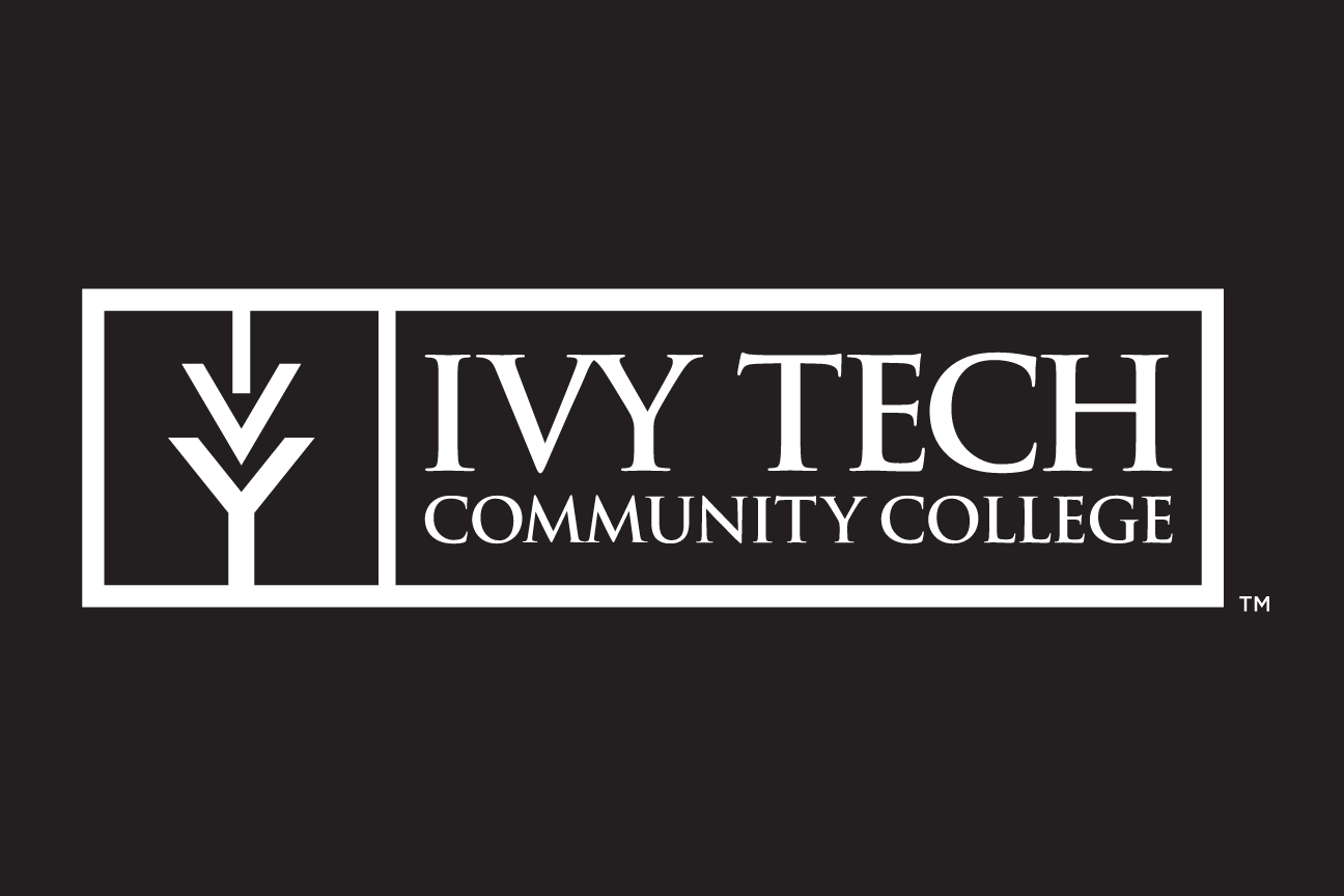 Ivy Tech Community College logo, horizontal reverse on black variant, cell 6