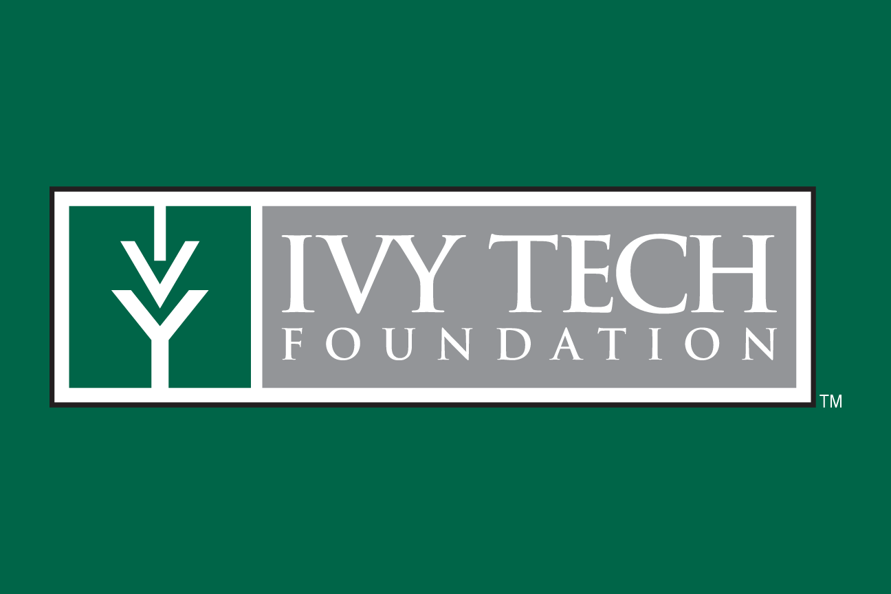 Ivy Tech Foundation logo, horizontal, white on green variant, cell 48