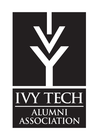 Ivy Tech Alumni Association logo, vertical, black on white variant, cell 37