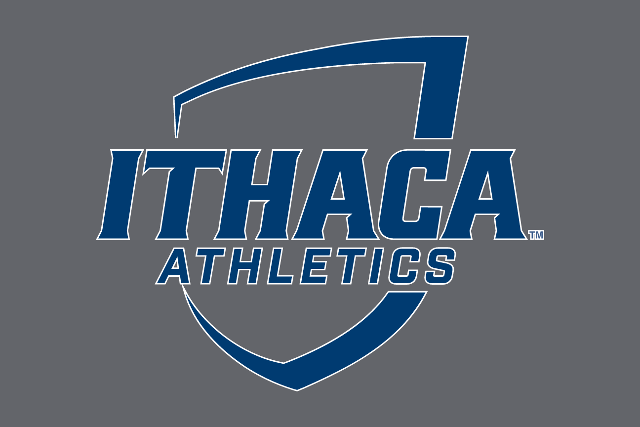 Ithaca Athletics primary logo, blue on grey variant, cell 21
