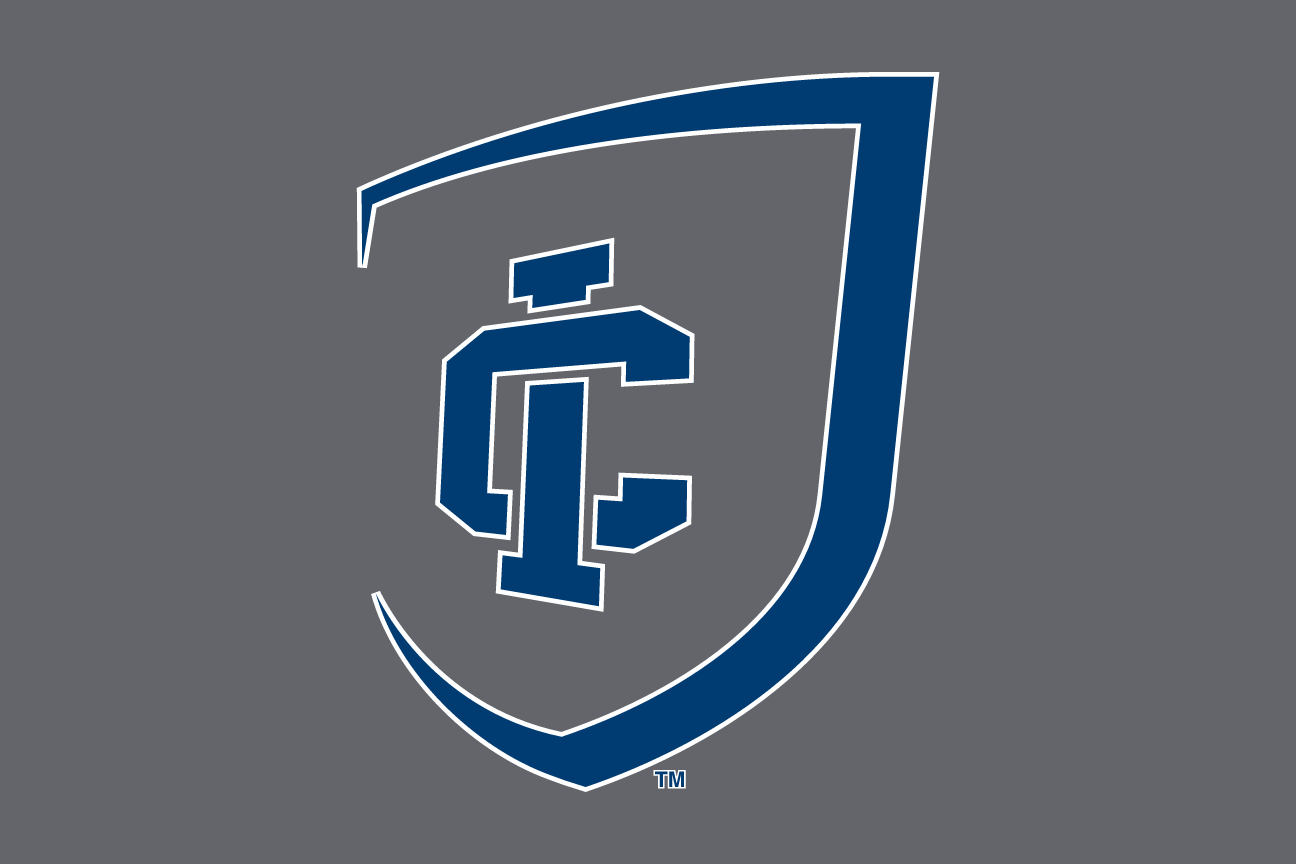 Ithaca Athletics emblem, blue on grey variant, cell 41